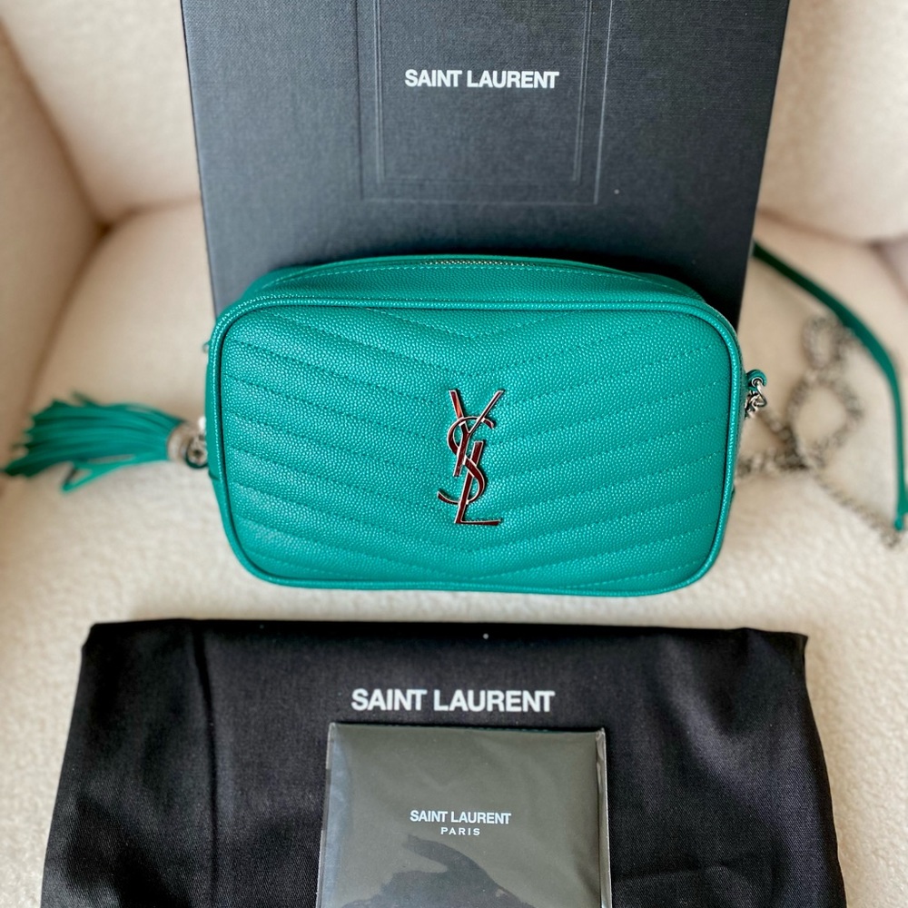 Saint Laurent Mini Lou Bag in “Green Field” color